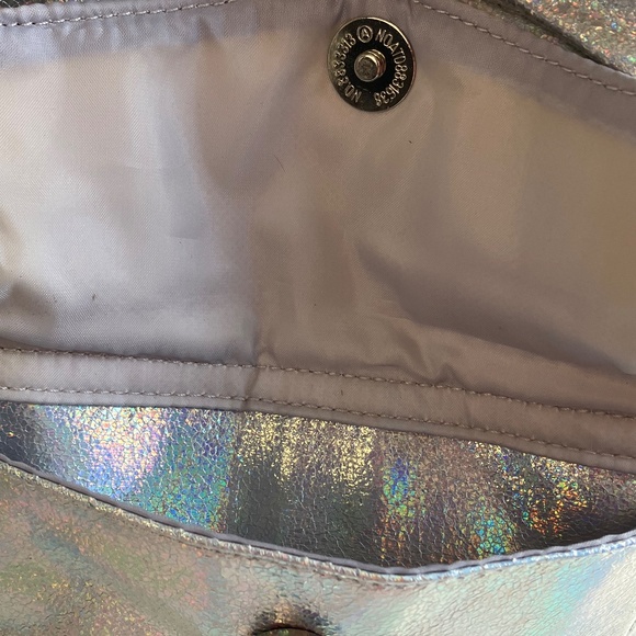 Mini Backpack Metallic Silver Bag Purse - Picture 8 of 10
